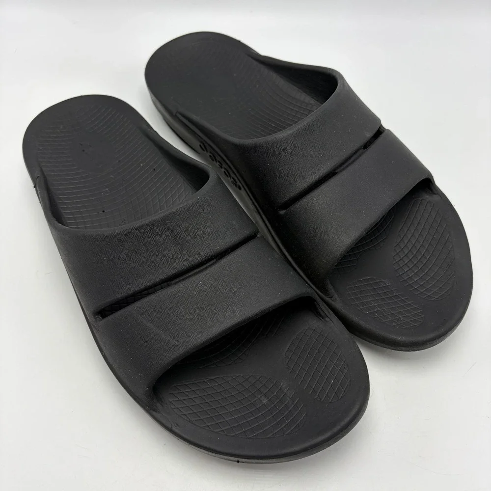 Oofos OOah Slide Sandal Mens 13 Black Comfort Recovery Sandals